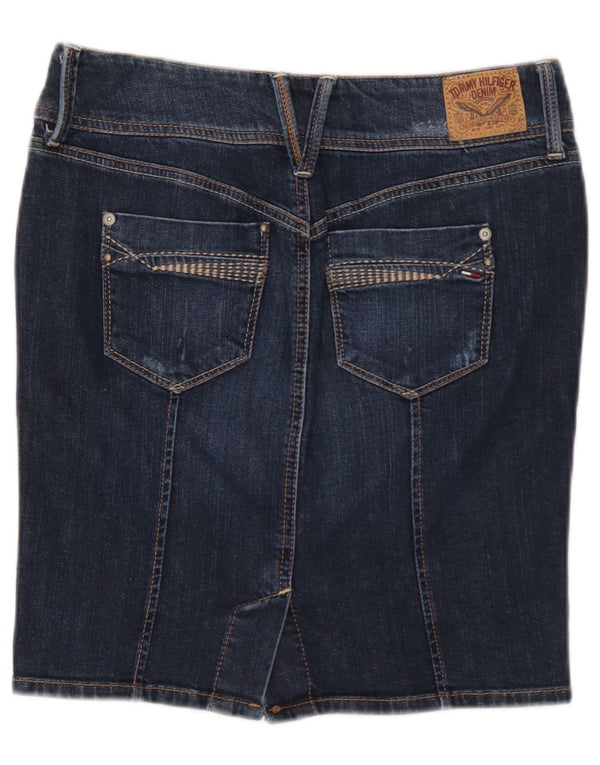 Saia jeans feminina Tommy Hilfiger pequena W27 algodão azul