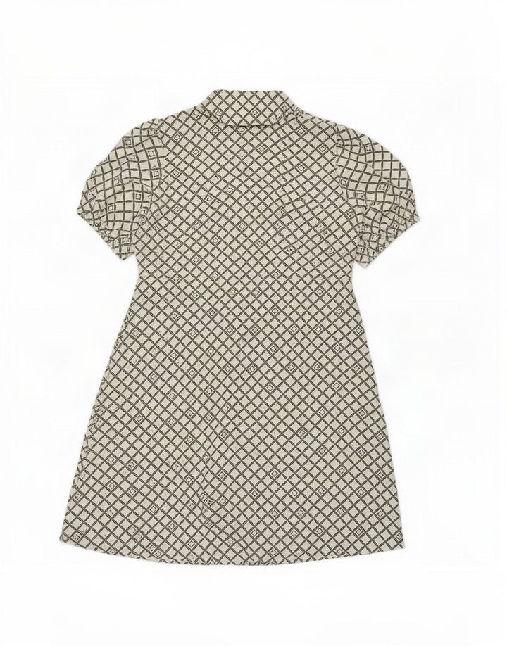 Vestido feminino Marks & Spencer A-Line Reino Unido 16 grande poliéster geométrico branco
