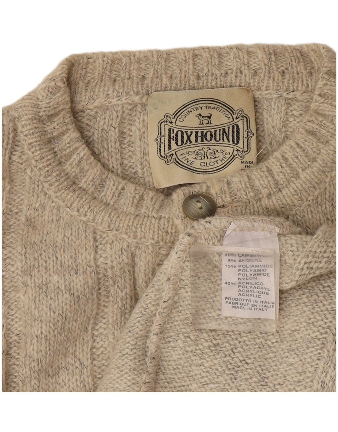 Suéter masculino Foxhound com gola redonda XL lã bege