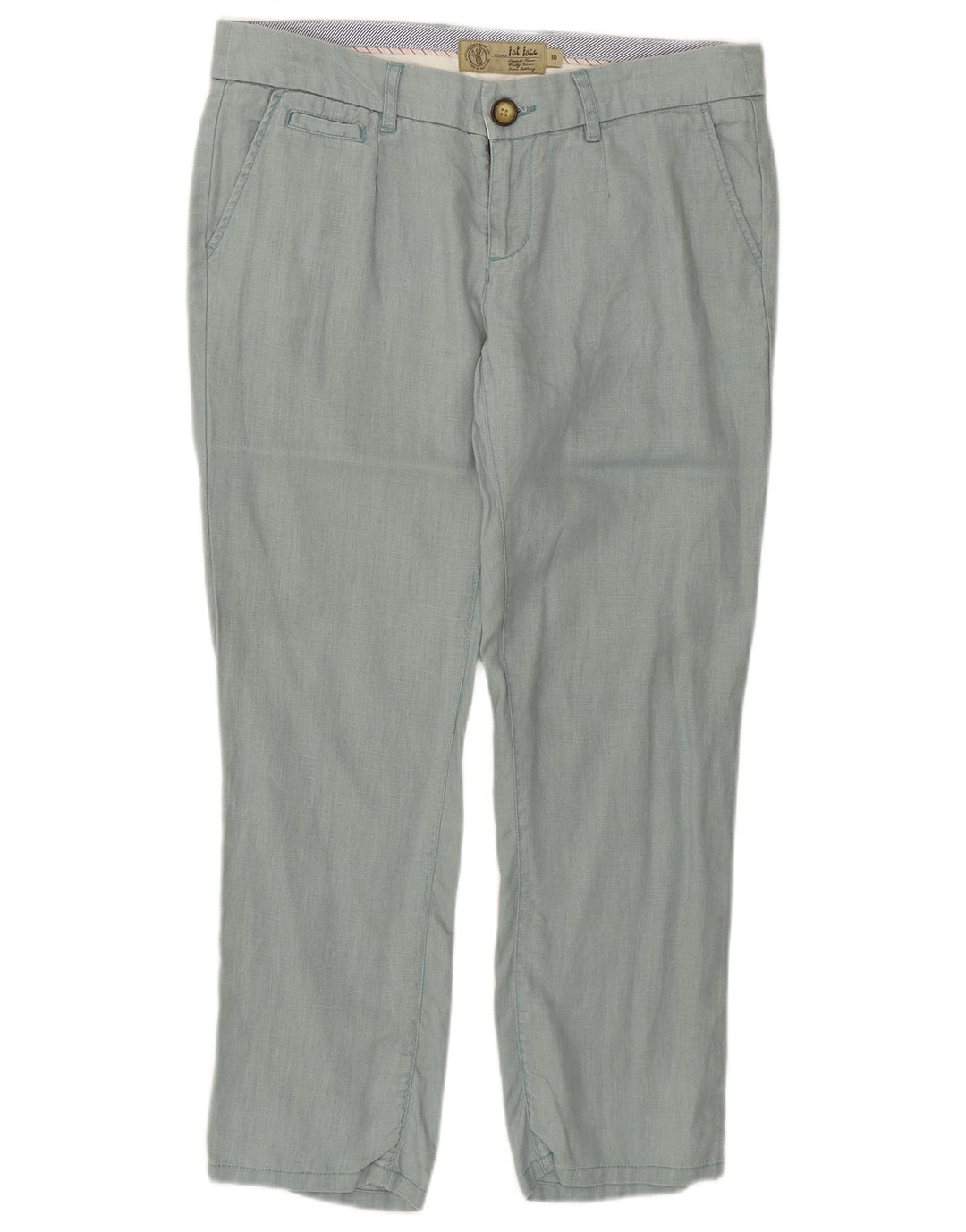 Calça feminina casual reta FAT FACE Reino Unido 10 pequena W32 L25 linho verde