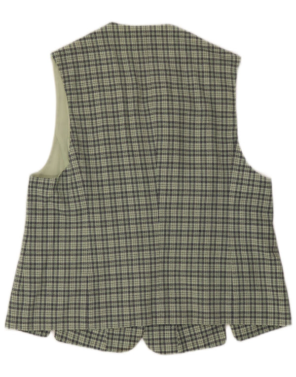Colete feminino vintage IT 46 grande lã xadrez verde