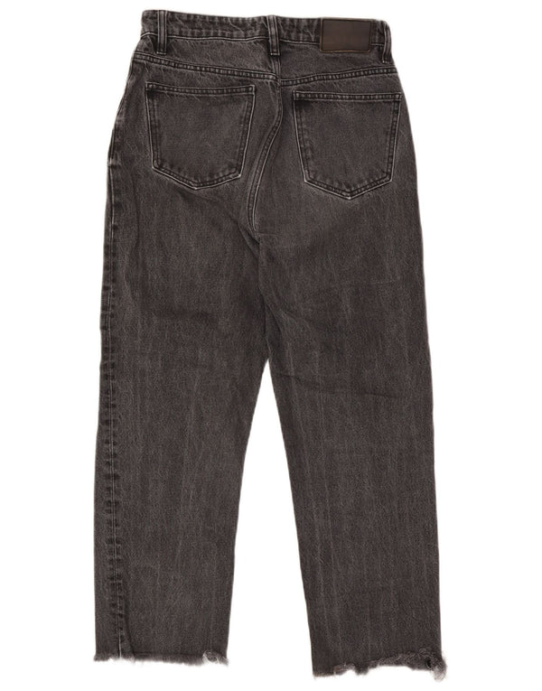 Calça jeans feminina Zara cintura alta cortada UE 38 pequena W28 L24 cinza