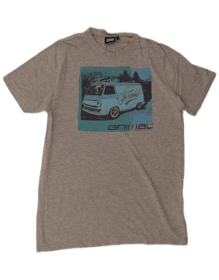 ANIMAL Camiseta masculina gráfica Top algodão cinza médio