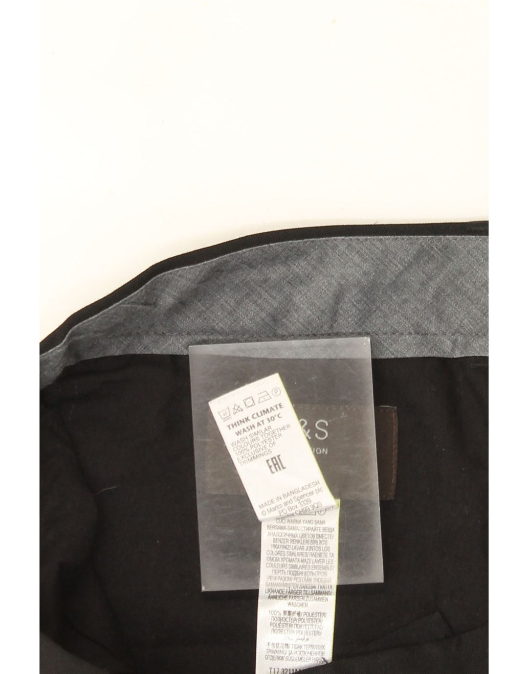Calça masculina de ajuste regular MARKS & SPENCER W36 L33 poliéster preto