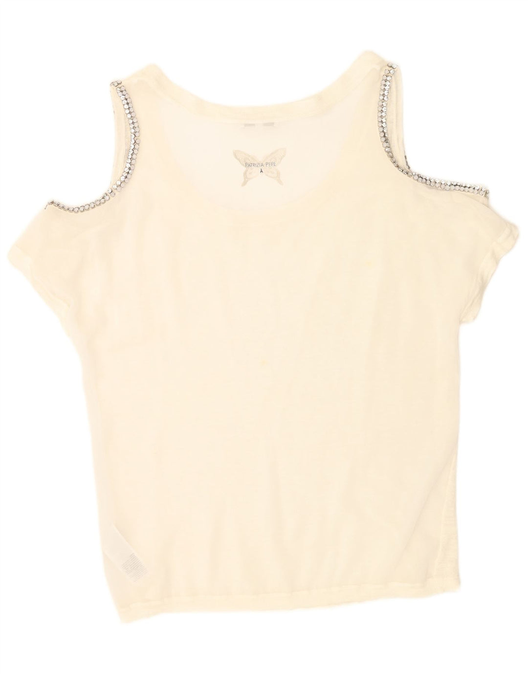 Patrizia Pepe Top feminino oversized sem ombro EUA 2 XS linho branco