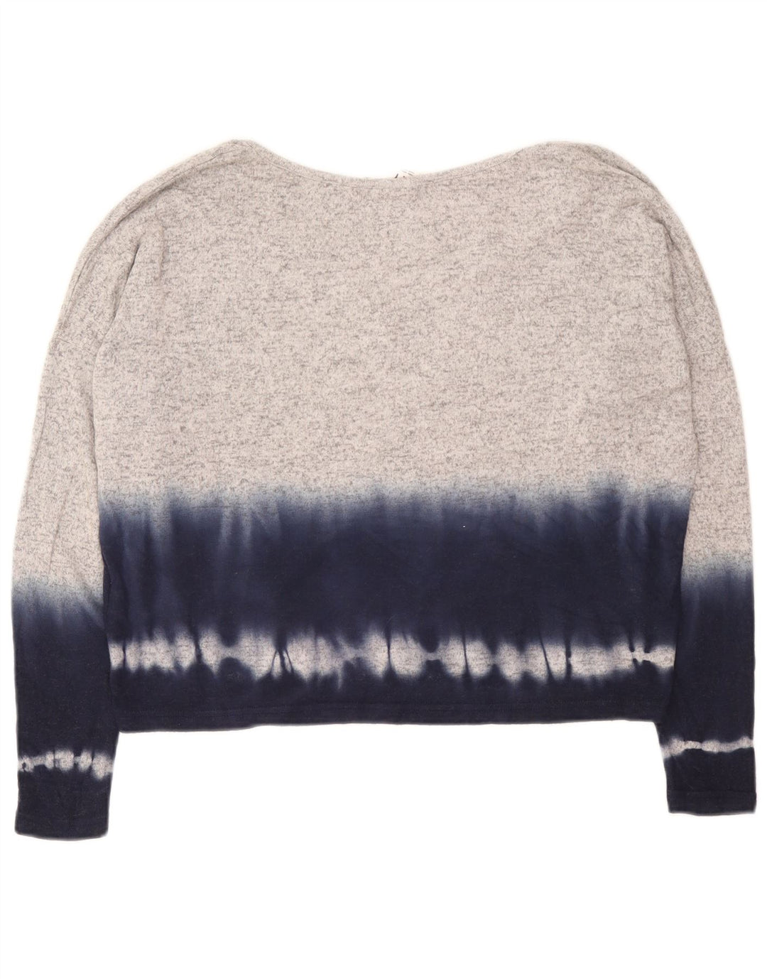 Roxy Top feminino oversized manga comprida UK 10 pequeno cinza tie-dye viscose