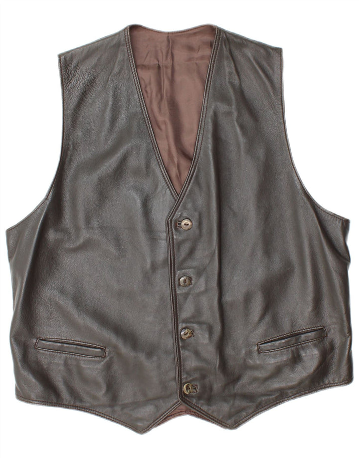 Colete de couro masculino VINTAGE UK 38 cinza médio
