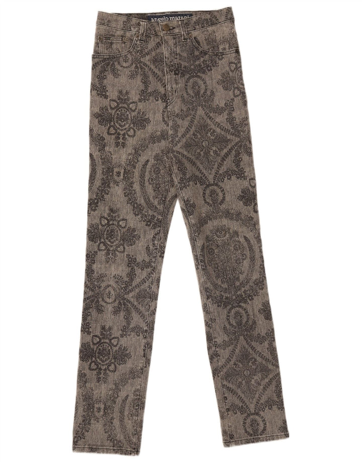 Angelo Marani Jeans Slim Feminino IT 42 Médio W26 L31 Cinza Floral Algodão