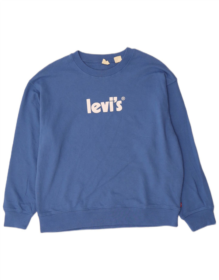 Suéter gráfico feminino Levi's UK 16 grande algodão azul
