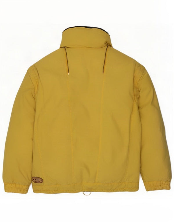 Jaqueta acolchoada reversível masculina vintage Reino Unido 36 pequeno algodão amarelo