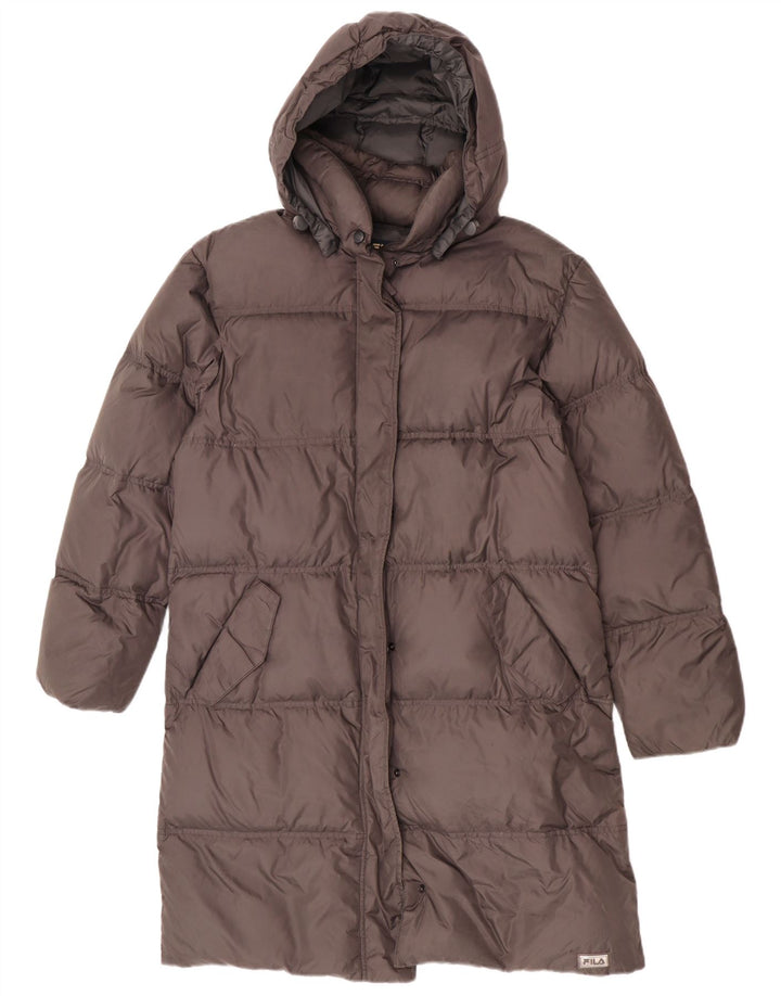 Casaco acolchoado com capuz feminino Fila IT 44 nylon cinza médio