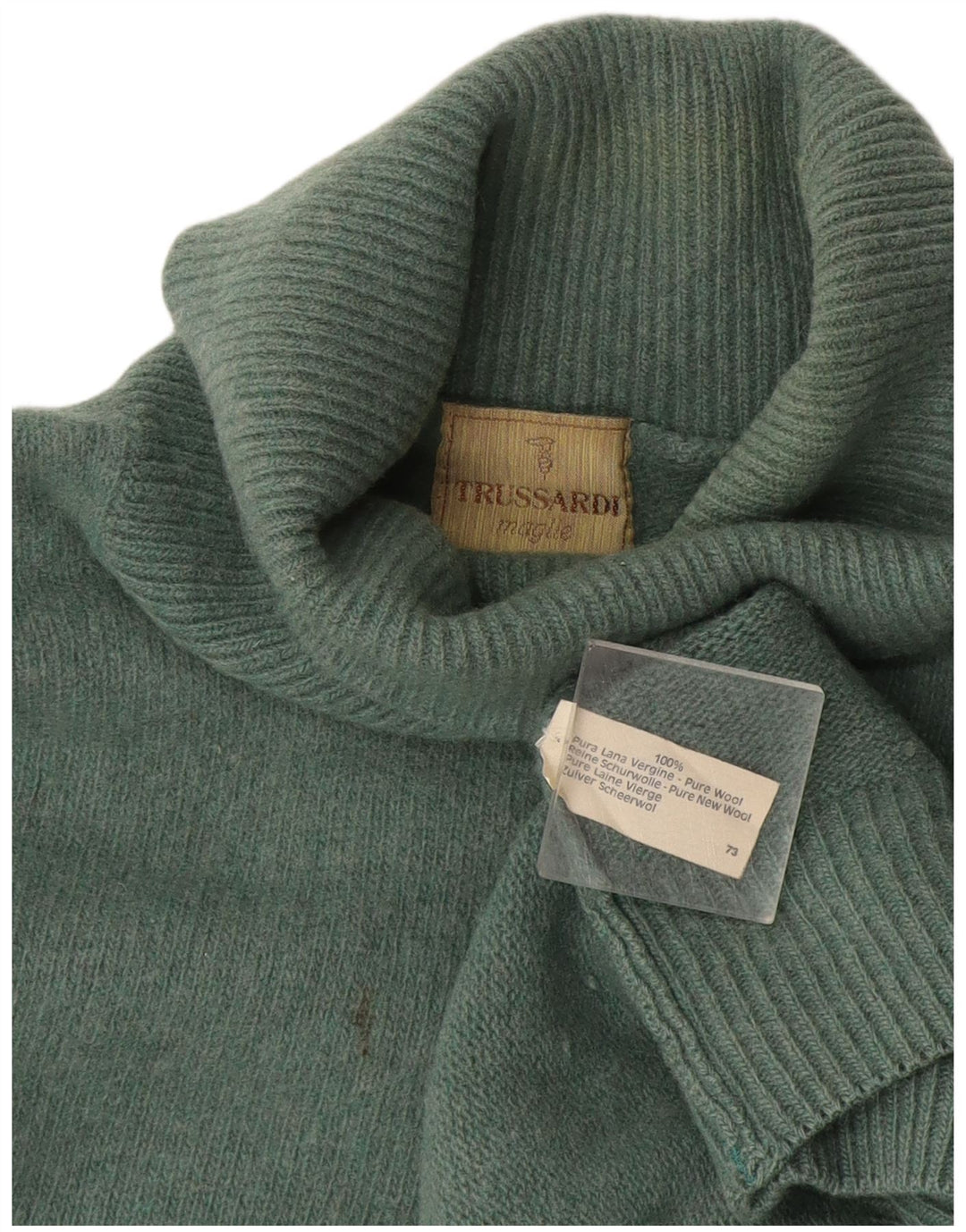Suéter masculino Trussardi com gola redonda e lã verde médio