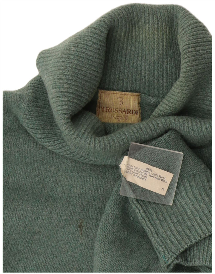 Suéter masculino Trussardi com gola redonda e lã verde médio