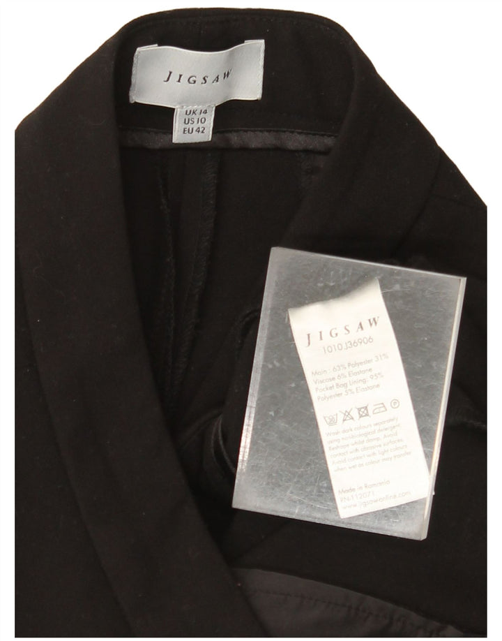 Calça feminina cortada reta JIGSAW Reino Unido 14 grande W34 L25 preta
