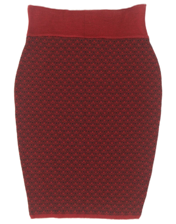 Saia lápis feminina Sevres com padrão abstrato IT 44 médio W28 lã cor de vinho