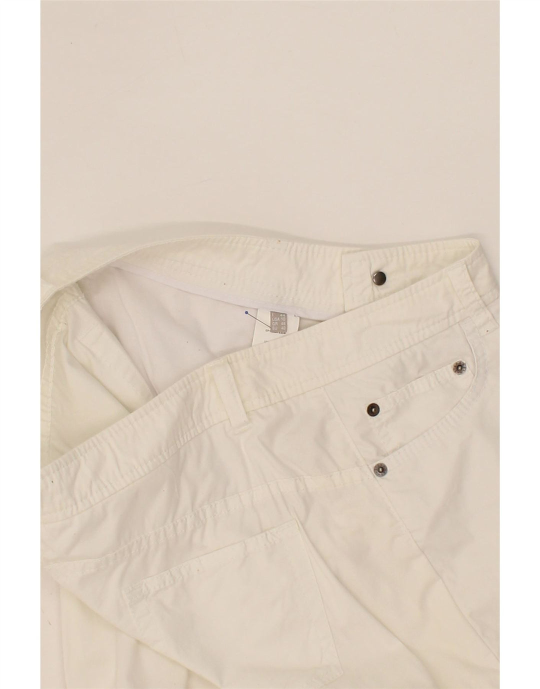 STEFANEL Womens Slim Casual Trousers US 10 Large W36 L32 White Cotton Vintage Stefanel and Second-Hand Stefanel from Messina Hembry 