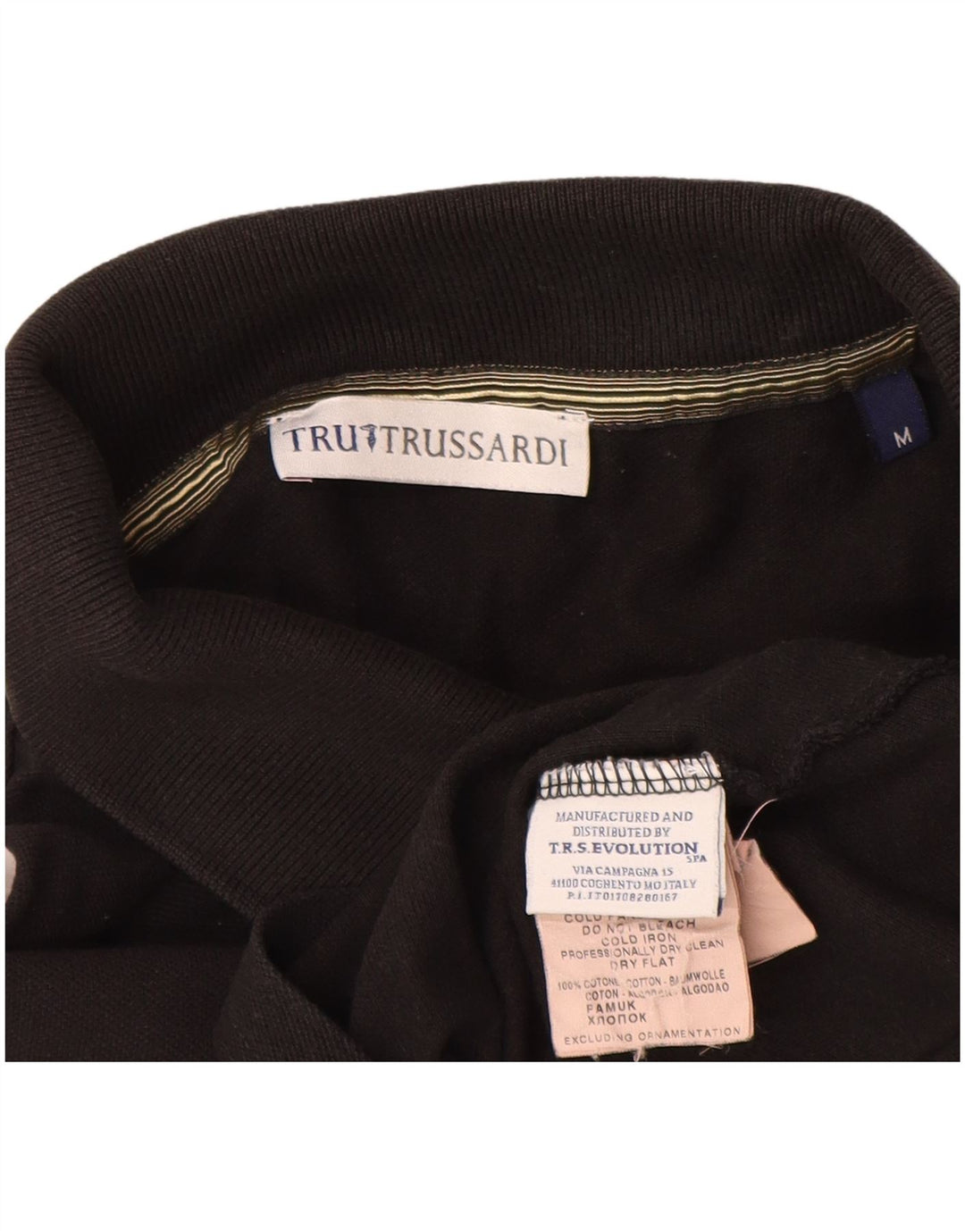 Camisa polo masculina Trussardi de algodão preto médio
