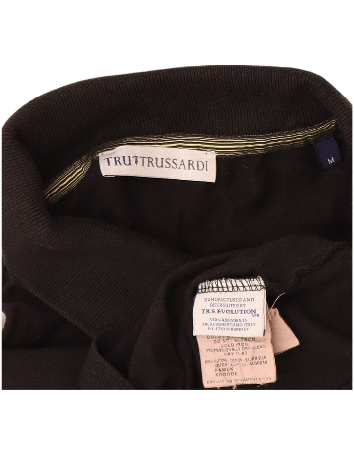 Camisa polo masculina Trussardi de algodão preto médio