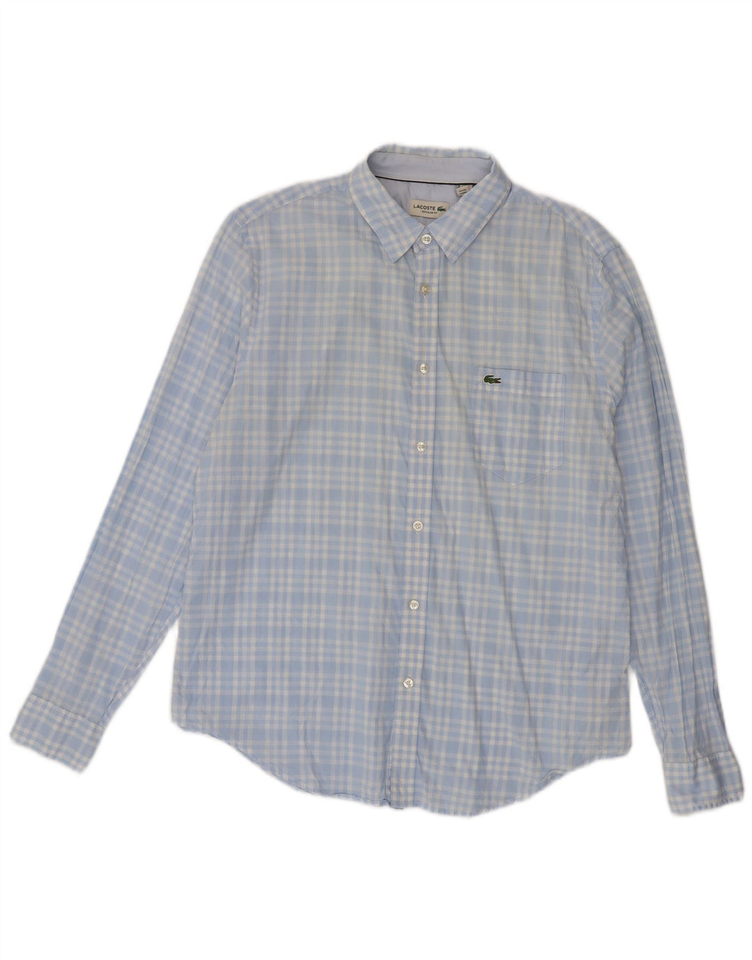 Camisa masculina Lacoste Regular Fit tamanho 42 grande algodão xadrez azul