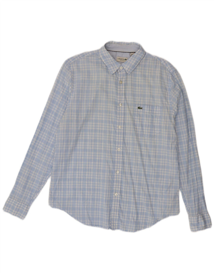 Camisa masculina Lacoste Regular Fit tamanho 42 grande algodão xadrez azul