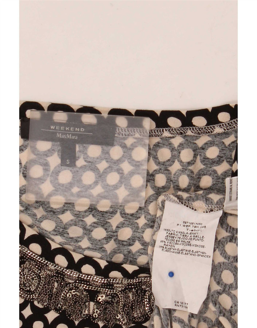 Blusa feminina de fim de semana Max Mara UK 10 pequena viscose preta manchada