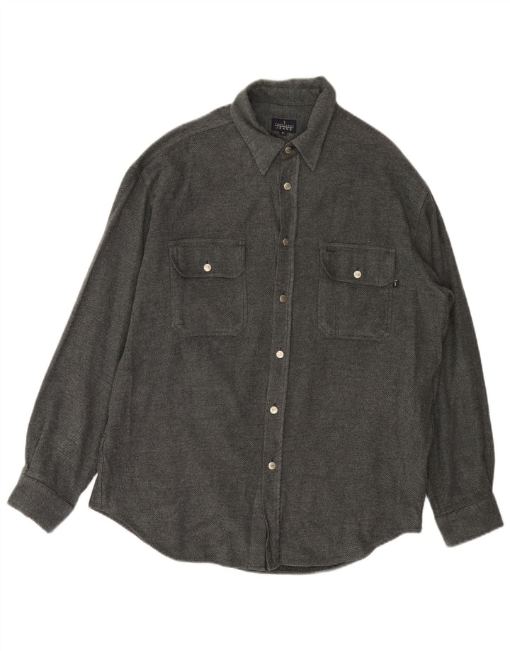 Camisa masculina de flanela Trussardi Jeans XL cinza viscose