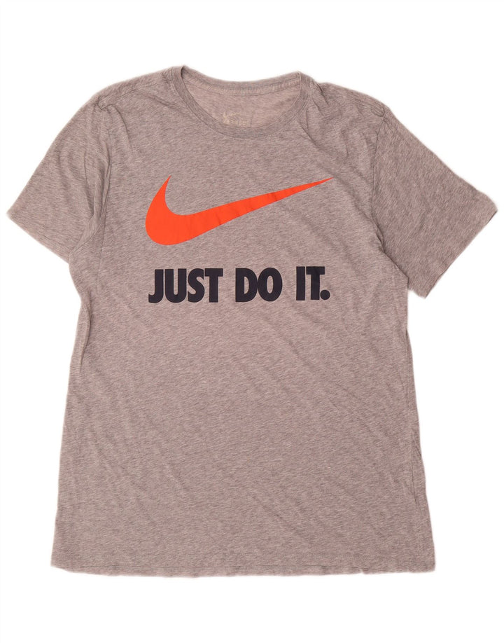 Camiseta Nike masculina gráfica grande cinza manchada
