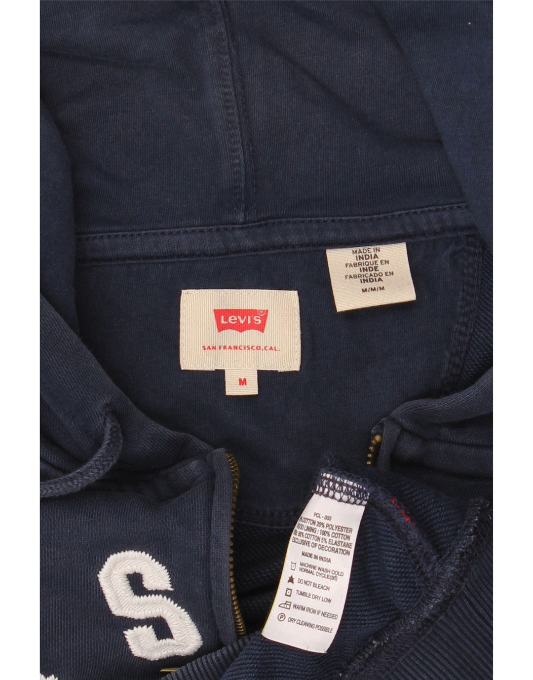 Suéter masculino com capuz e zíper gráfico LEVI'S médio algodão azul marinho