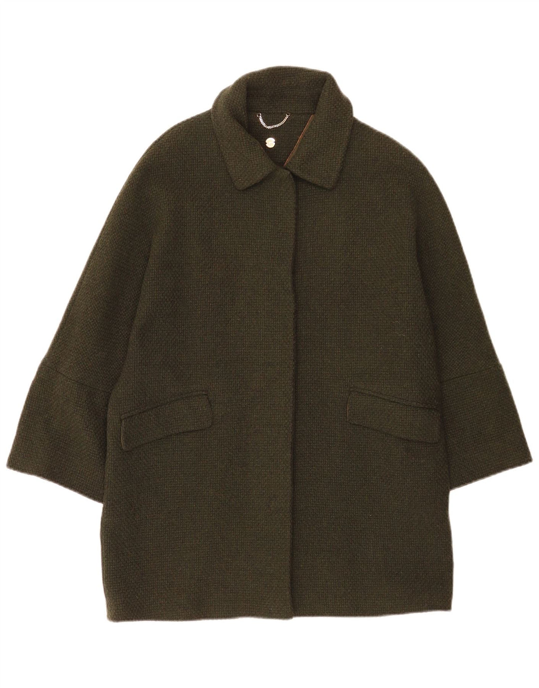Sobretudo feminino Massimo Dutti grande tamanho UK 10 lã cáqui pequena
