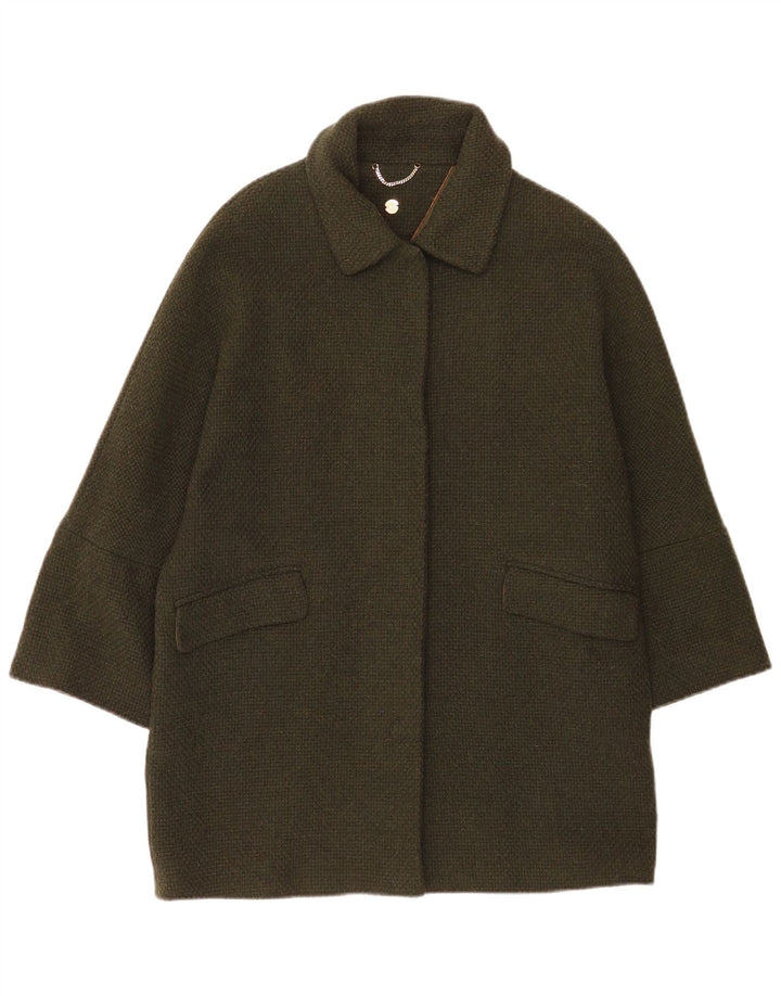 Sobretudo feminino Massimo Dutti grande tamanho UK 10 lã cáqui pequena