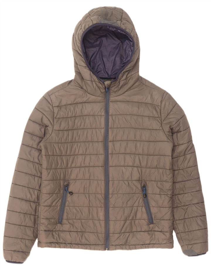 Jaqueta masculina acolchoada com capuz North Sails UK 36 pequena cinza nylon