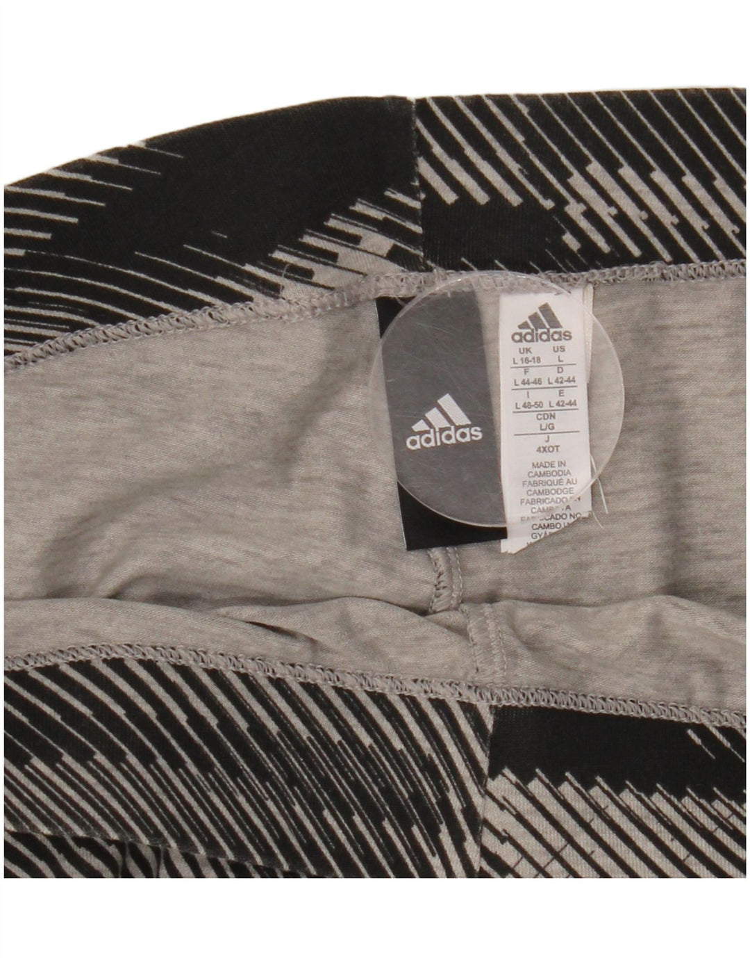 ADIDAS Womens Graphic Leggings UK 16/18 Grande Preto Listrado Algodão