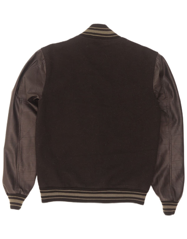 Jaqueta vintage masculina do time do colégio UK 42 XL preto nylon