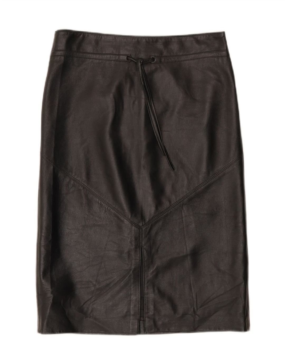 Saia de couro feminina vintage IT 44 médio W30 couro preto