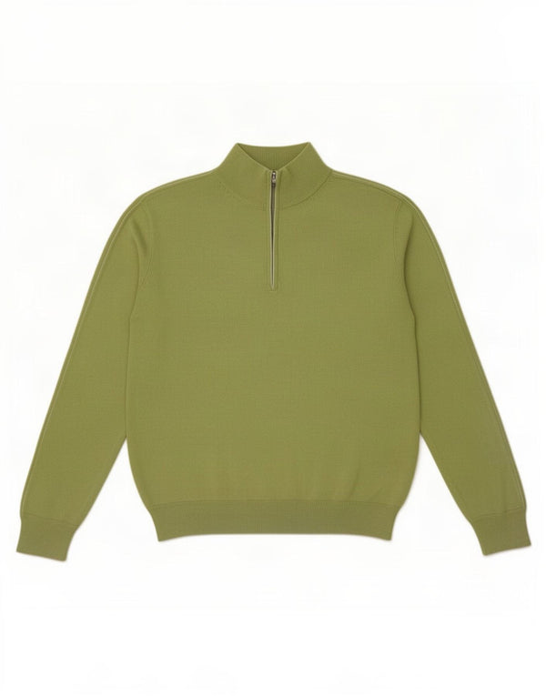 Calvin Klein Mens Zip Neck Jumper Sweater XL Green Cotton