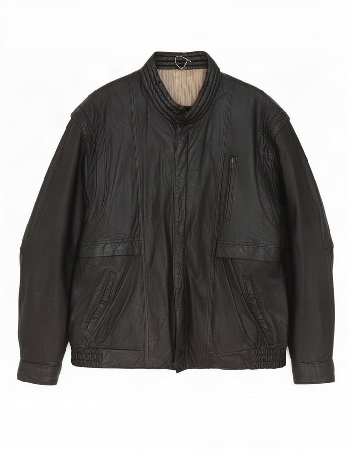 Jaqueta de couro masculina vintage UK 40 grande preta