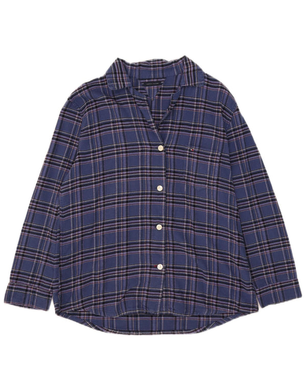 Camisa de flanela feminina Tommy Hilfiger Reino Unido 18 XL azul marinho xadrez algodão