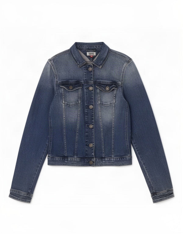Jaqueta jeans feminina Tommy Hilfiger UK 10 algodão azul pequeno