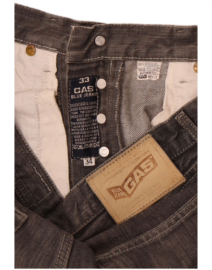 Gas Mens Memphis Straight Jeans W33 L30 Cinza Algodão
