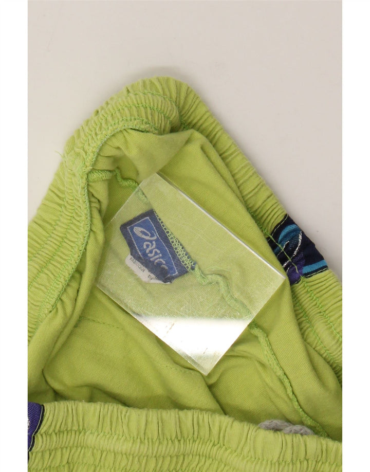 ASICS Mens Graphic Sport Shorts XL Verde Colorblock Algodão