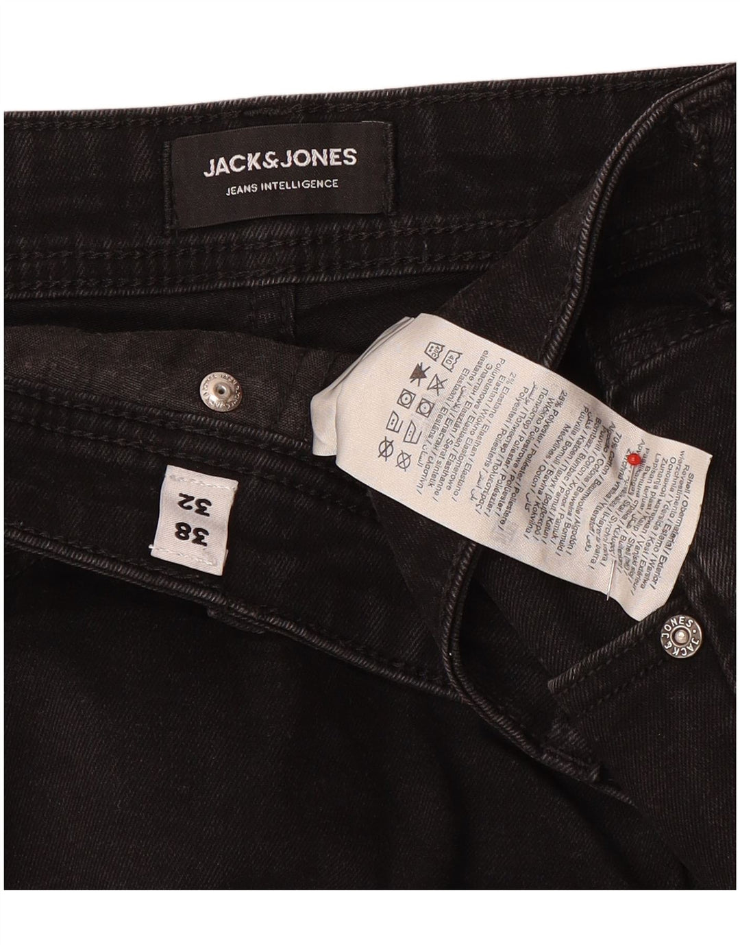 Jack & Jones Mens Jeans Slim W38 L32 Algodão Preto
