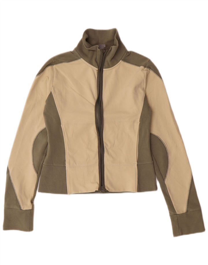 NIKE Womens Crop Tracksuit Top Jacket UK 8/10 Pequeno Bege Colourblock