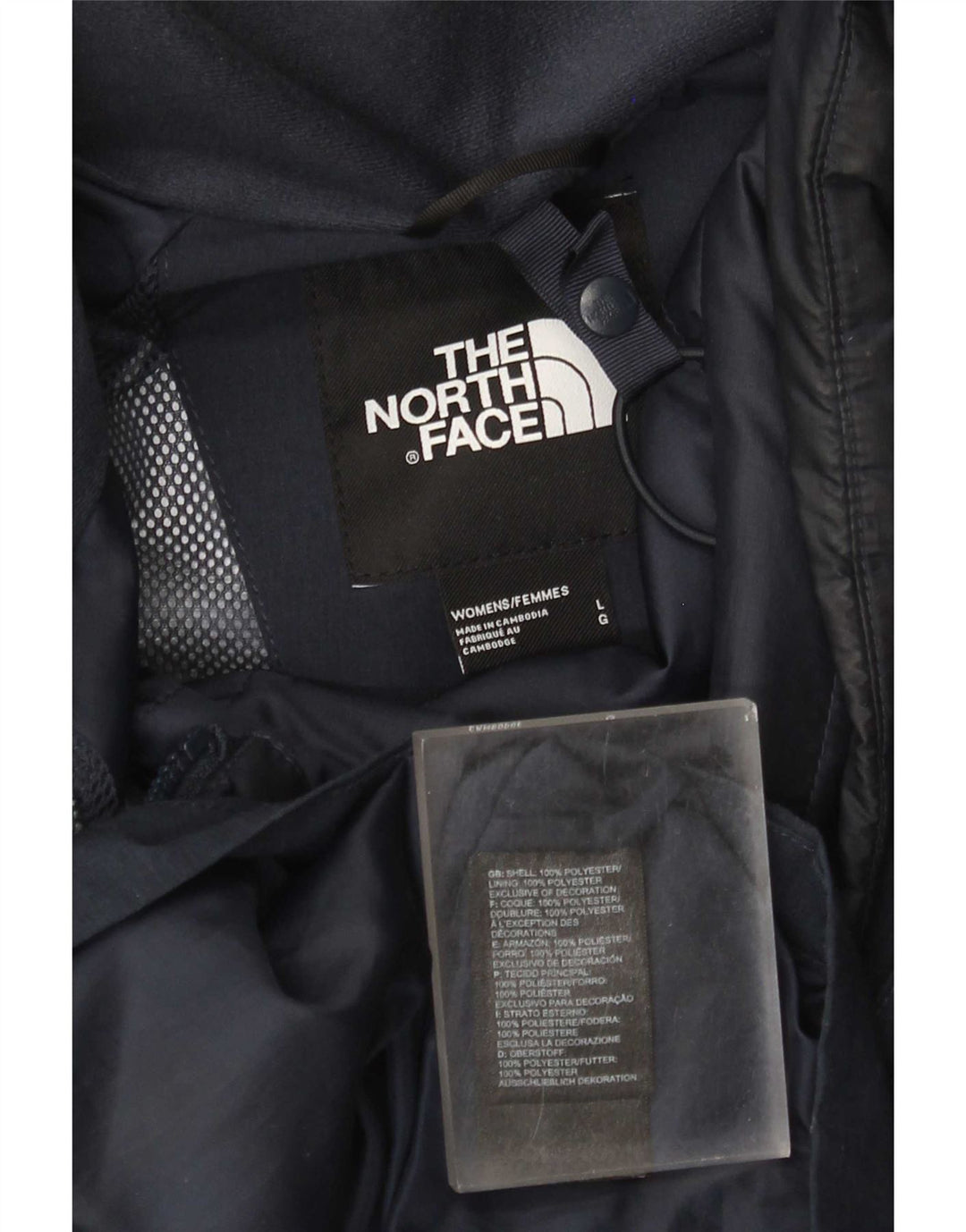 Jaqueta de chuva feminina com capuz The North Face Reino Unido 16 grande poliéster azul marinho