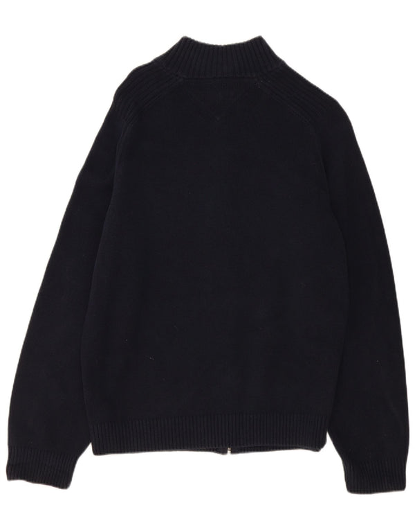 Suéter cardigã feminino com zíper completo Tommy Hilfiger Reino Unido 18 XL algodão azul marinho
