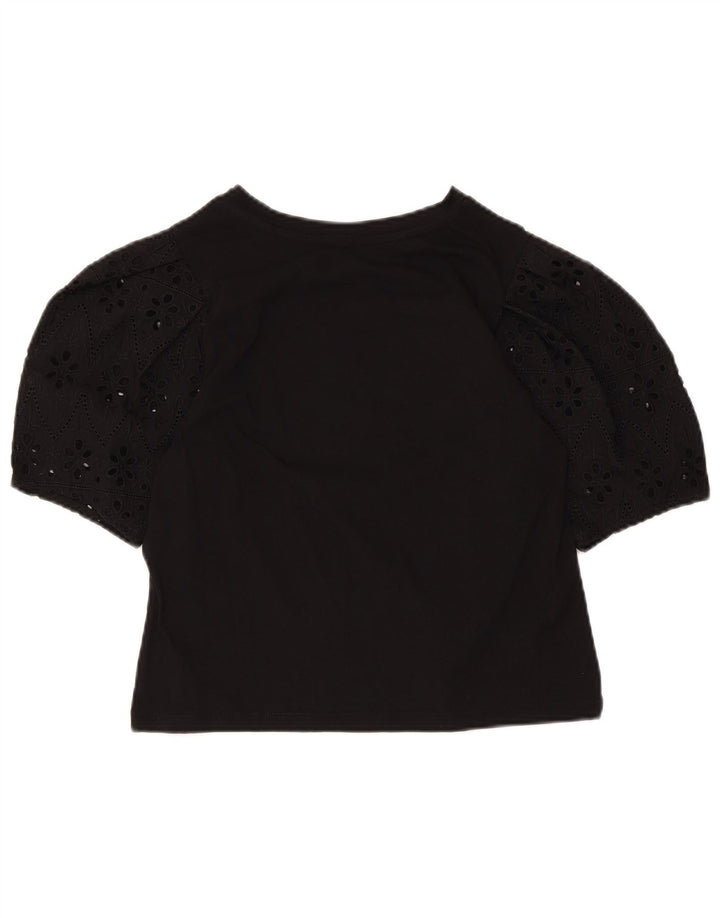 Blusa cropped feminina Zara UK 10 pequena preta