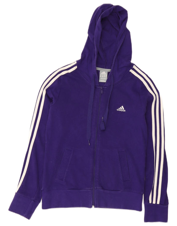 Adidas Womens Zip Hoodie Sweater UK 12 Médio Roxo Algodão
