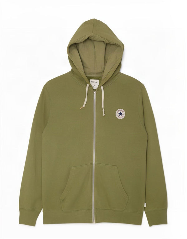 Suéter Converse masculino com capuz e zíper XL algodão verde