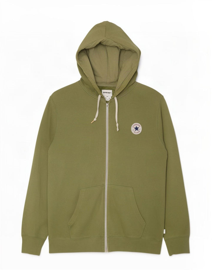 Suéter Converse masculino com capuz e zíper XL algodão verde