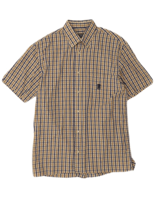 Armata Di Mare Mens Short Sleeve Shirt IT 50 Medium Blue Check Cotton