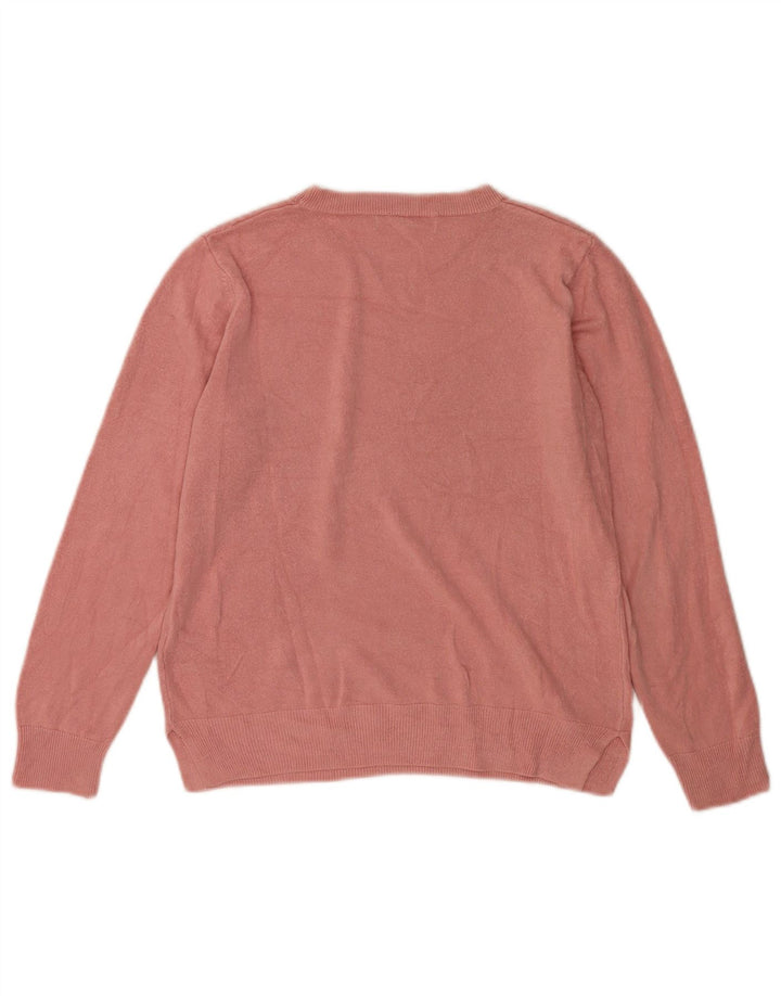 Suéter feminino Marks & Spencer com gola redonda Reino Unido 14 acrílico rosa médio
